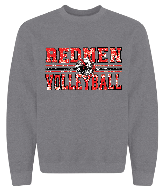 Redmen Volleyball 2024 Gildan Heavy Blend sweatshirts Distressed Logo