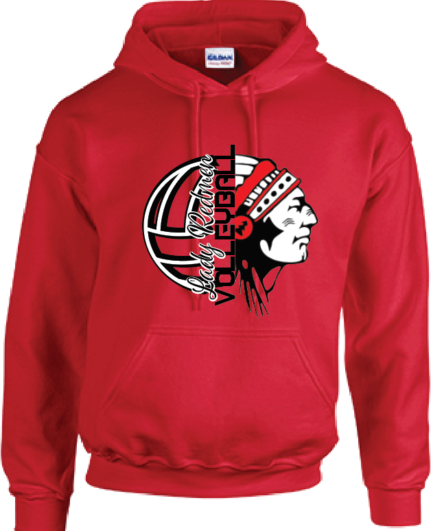 Redmen Volleyball 2024 Gildan Heavy Blend Sweatshirts Lady Redmen Cursive Logo