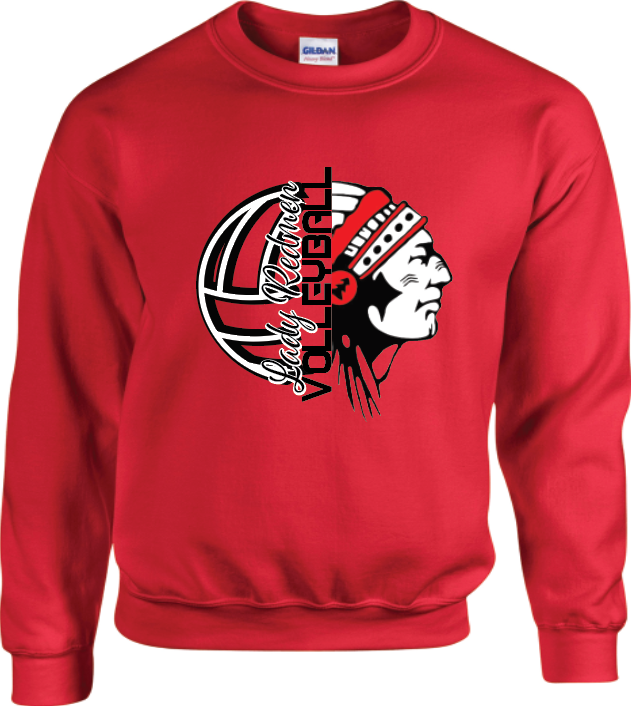 Redmen Volleyball 2024 Gildan Heavy Blend Sweatshirts Lady Redmen Cursive Logo