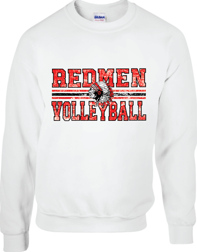 Redmen Volleyball 2024 Gildan Heavy Blend sweatshirts Distressed Logo