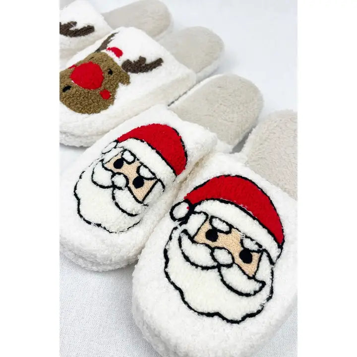 Christmas Sherpa Like Fuzzy Slide Slippers