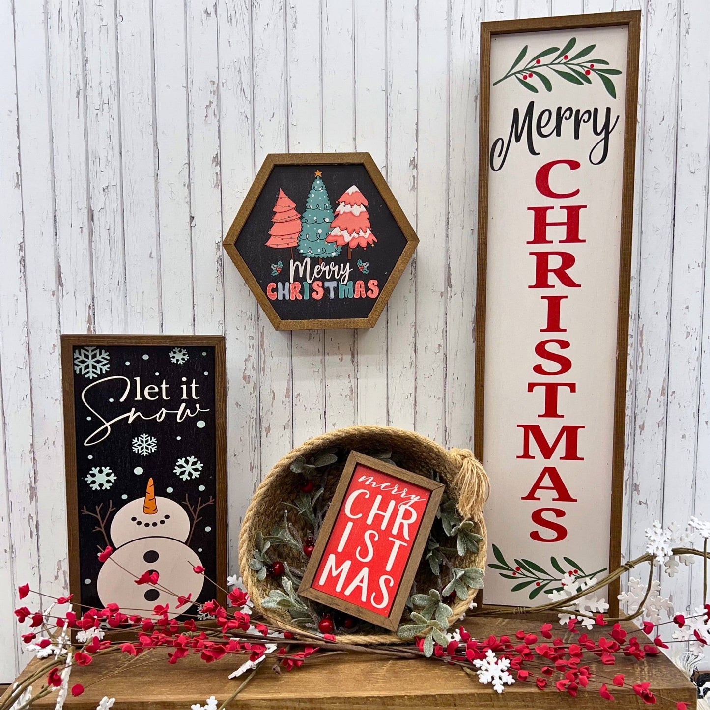 12X6 Let It Snow Winter Holiday Signs - Home Decor