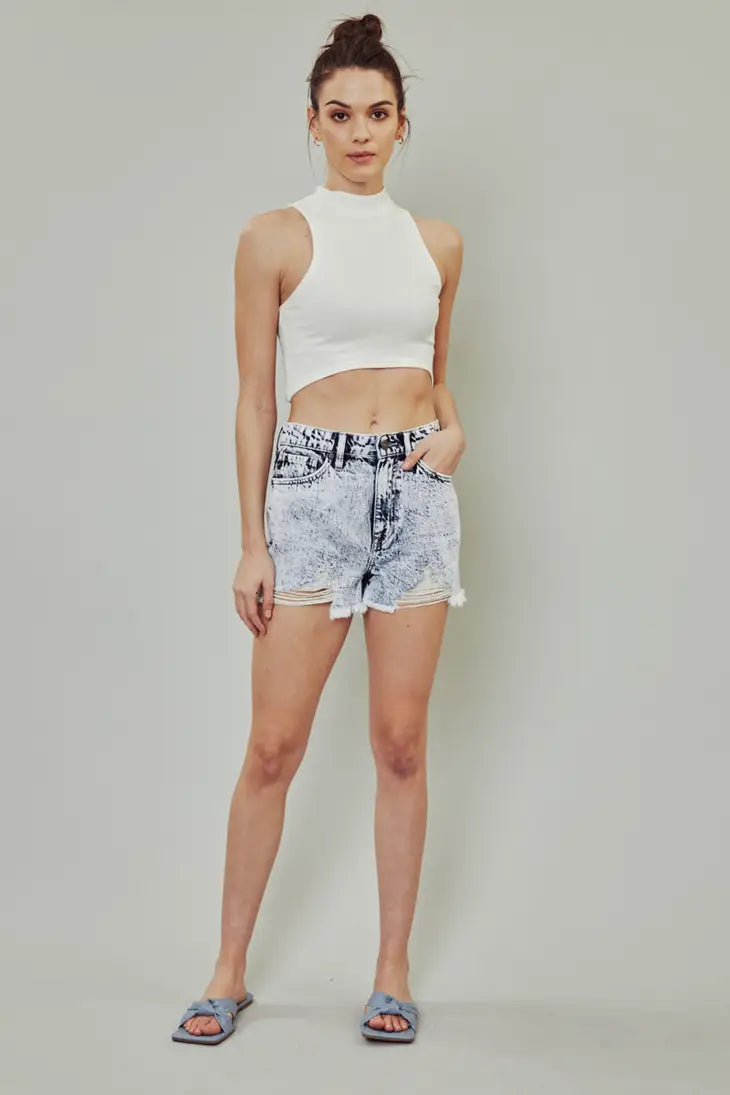 Kancan Acid Wash High Rise Shorts