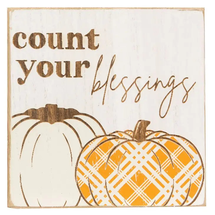 Give Thanks Plaid Pumpkin Block