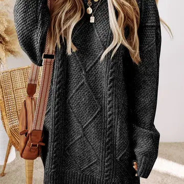 Knit Drop Shoulder Loose Fit Sweater Dress