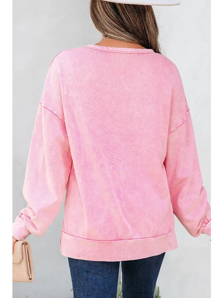 Solid Bow Mineral Wash Sweater
