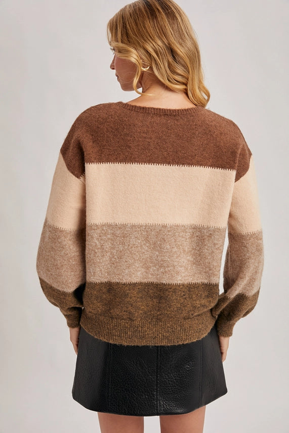 Color Block Knit Sweater Pullover