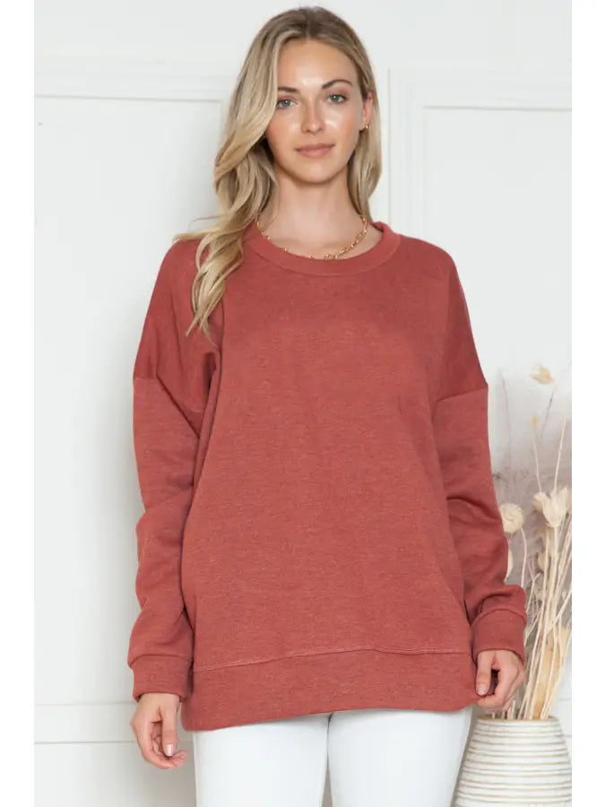 Solid Fleece Oversized Sweatshirt