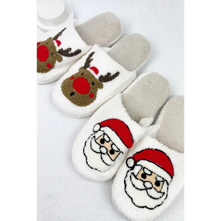 Christmas Sherpa Like Fuzzy Slide Slippers