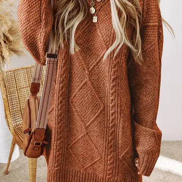 Knit Drop Shoulder Loose Fit Sweater Dress