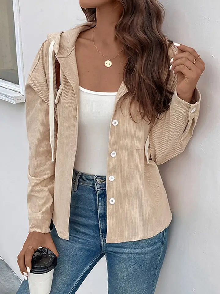 Drawstring Hooded Cardigan Jacket