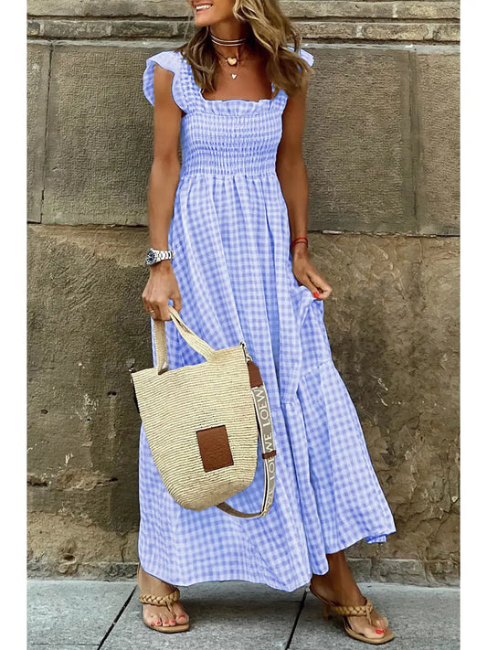 Women's Plaid Dress Square Neck