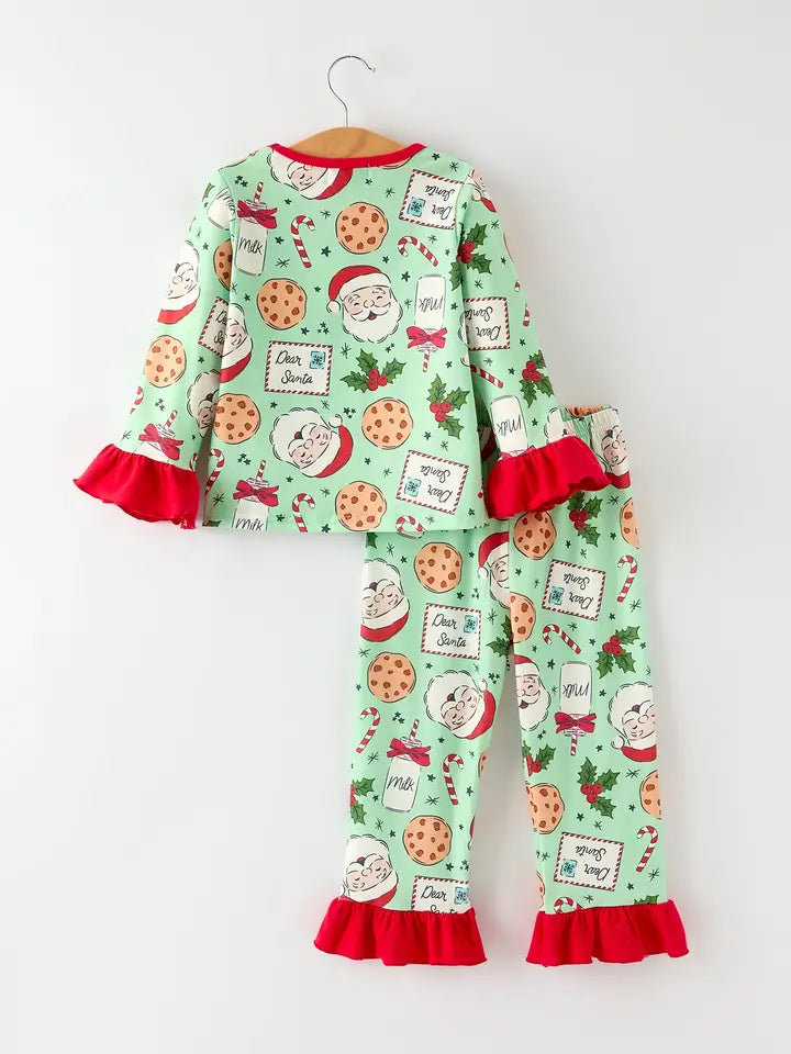 Christmas Santa and Cookie Print Girls PJ's