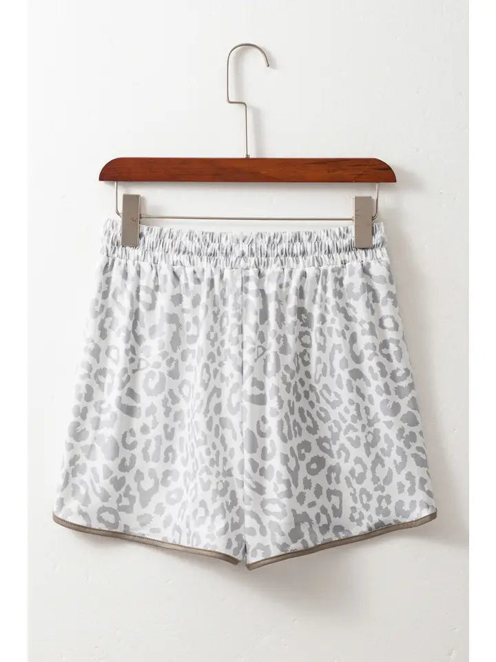 Leopard Grey Elastic Shorts