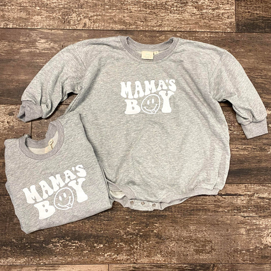 Mama's Boy Sweatshirt Romper - Oversized Design