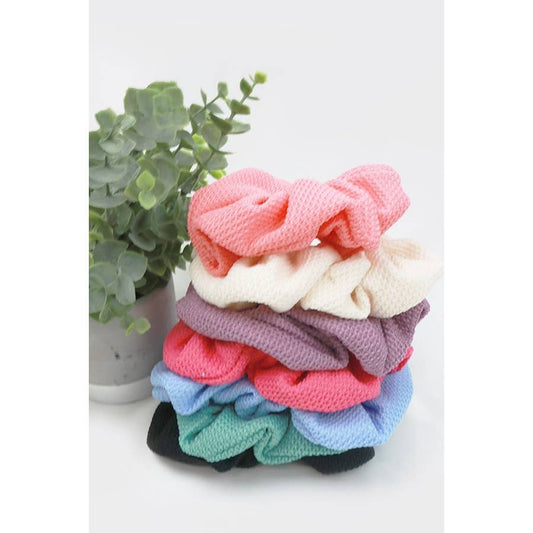 Solid Textured Scrunchies Set