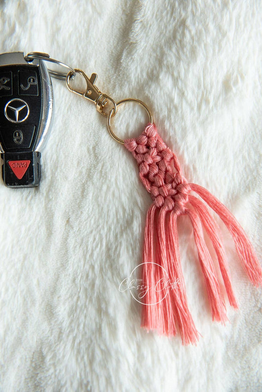 Boho Macramé Purse Key Chain Charm - Solid RTS