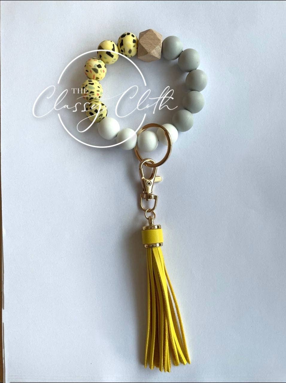 Silicone Beaded Tassel Keychain - RTS