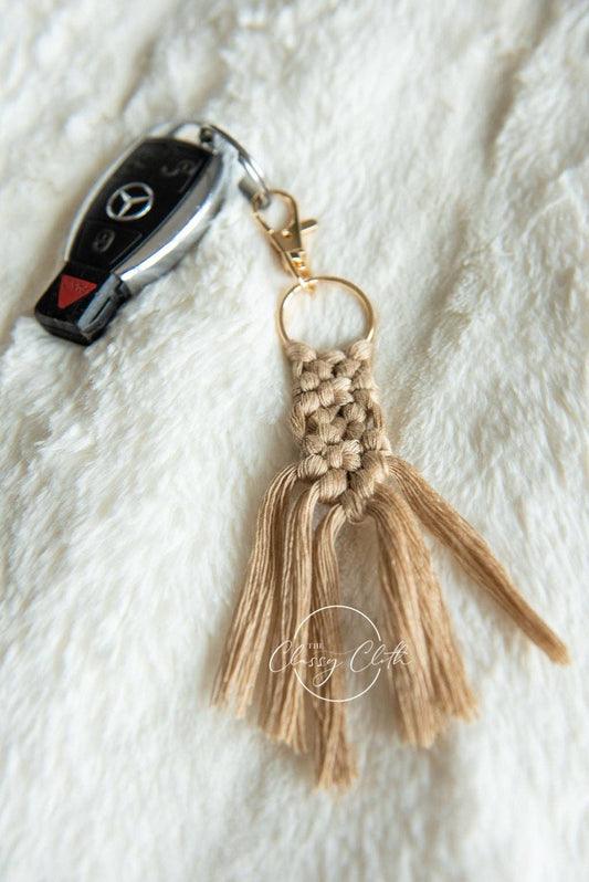 Boho Macramé Purse Key Chain Charm - Solid RTS