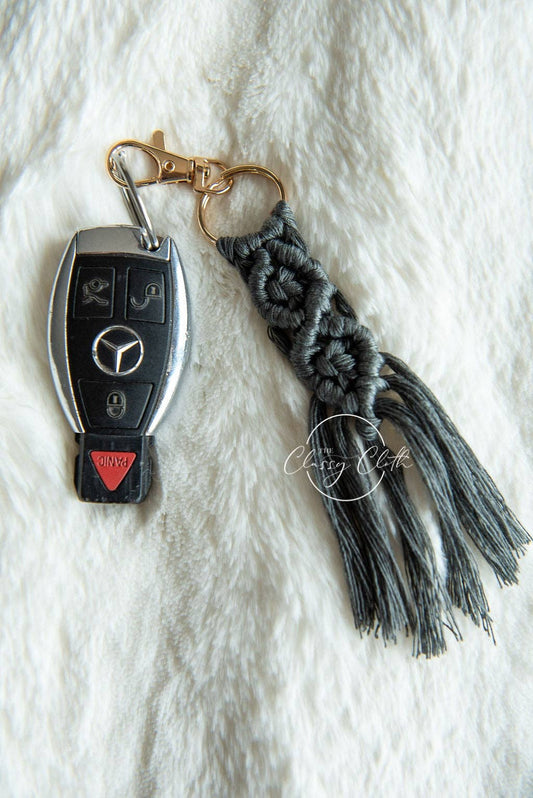 Boho Macramé Purse Key Chain Charm - Solid RTS